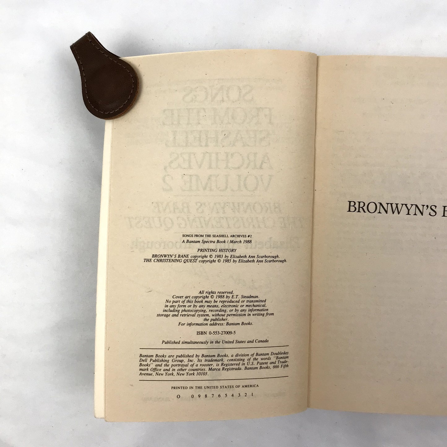Songs from the Seashell Archives Vol II & Bronwyn's Bane Signed PB Novels 1988