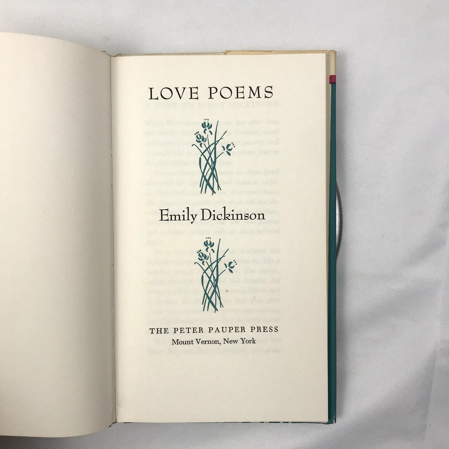 Love Poems Emily Dickinson Hardcover Book by The Peter Pauper Press 1972