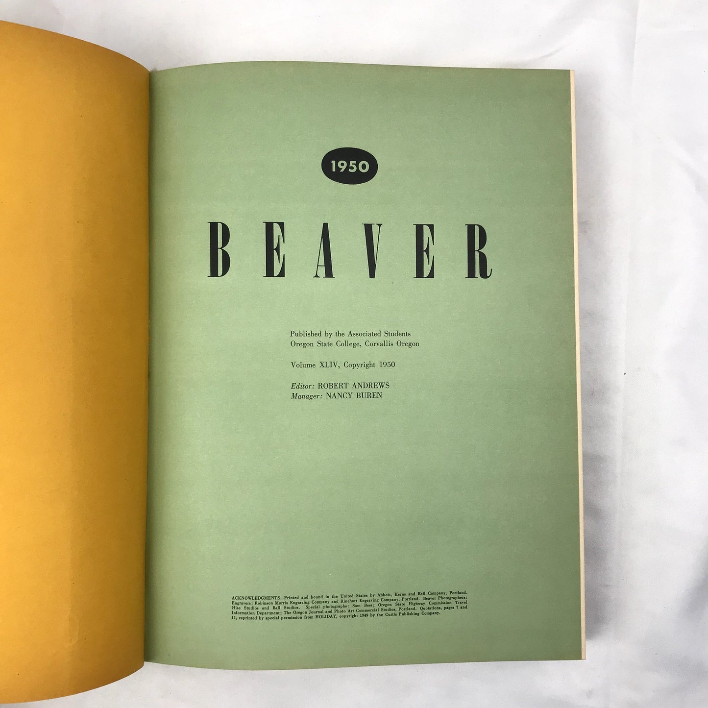 1950 Beaver Oregon State University Yearbook Corvallis Volume 44 Roberts Andrews