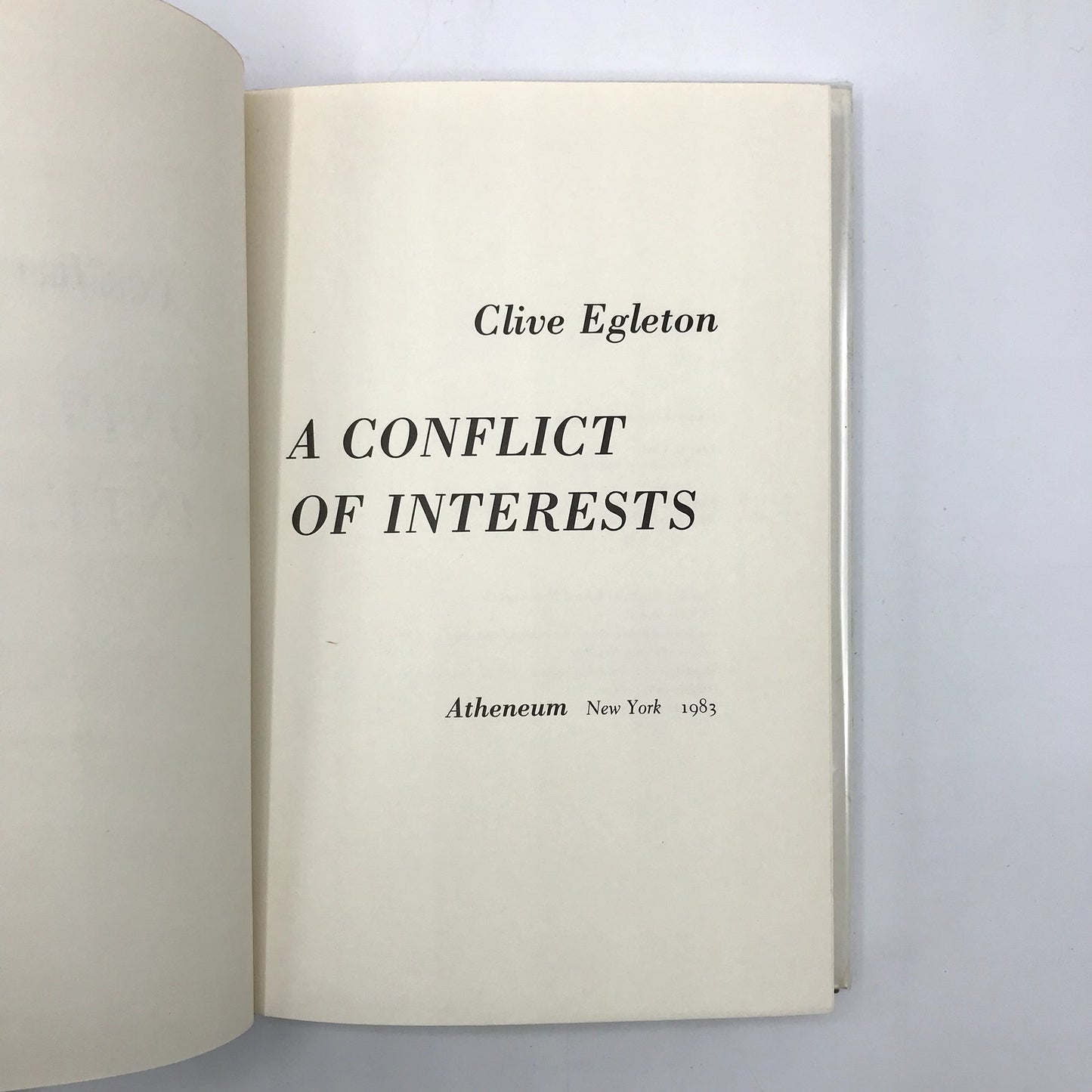 A Conflict of Interests Hardcover Book by Clive Egleton First Edition 1983