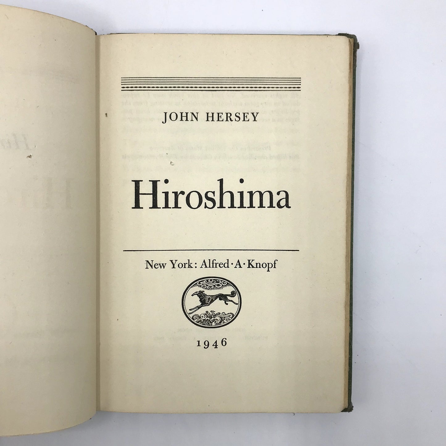 Hiroshima Vintage Hardcover History Book WWII by John Hersey 1946 Edition