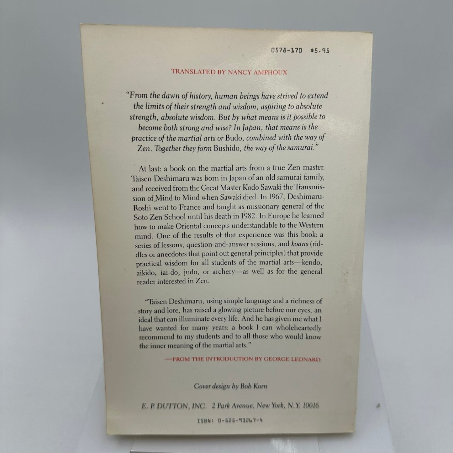 Zen Way to Martial Arts Taisen Deshimaru 1975 Samurai Bushido Dutton