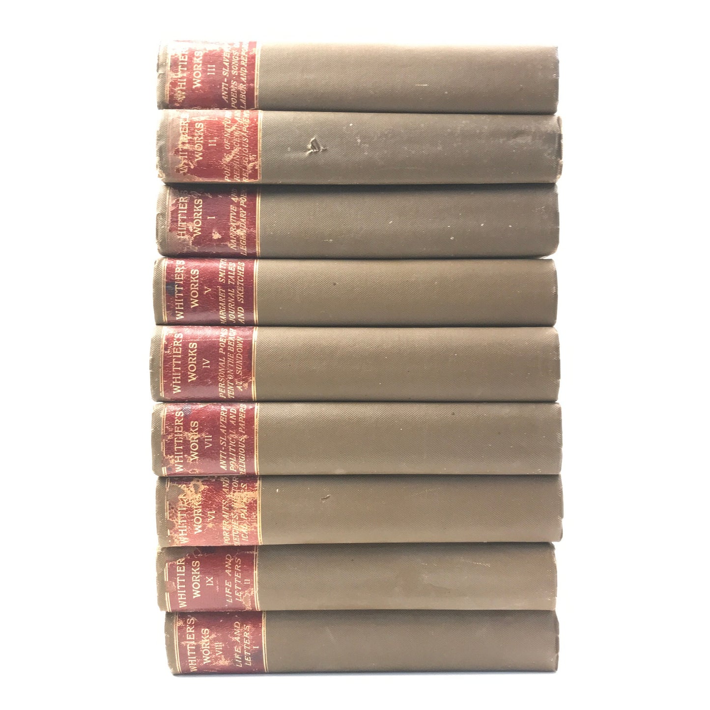 John Greenleaf Whittiers Works Volumes 1-9 Standard Library Edition Poetry Songs