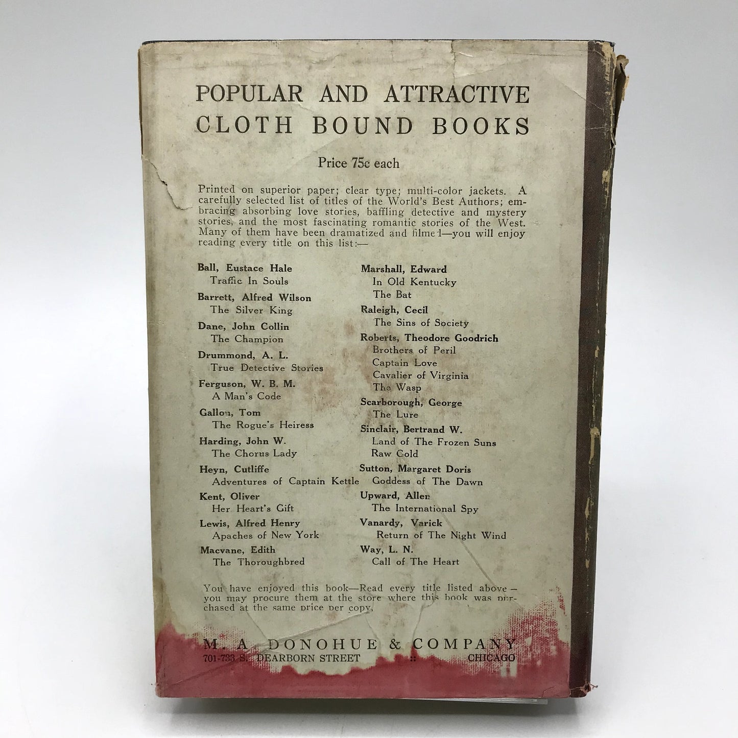 East Lynne by Mrs. Henry Wood Hardcover Novel M. A. Donohue & Co w/ Dust Cover