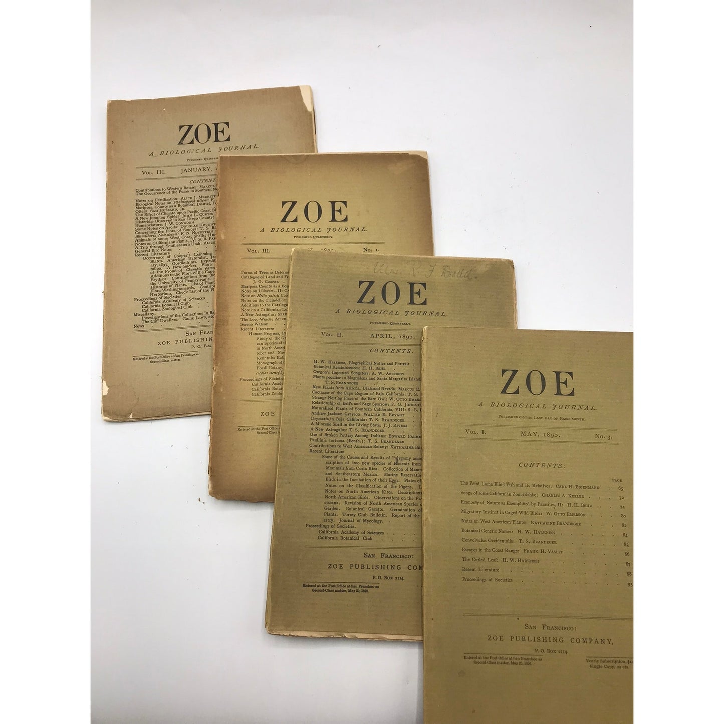 Zoe A Biological Journal Lot of 4 Natural History Periodicals Life Science Women