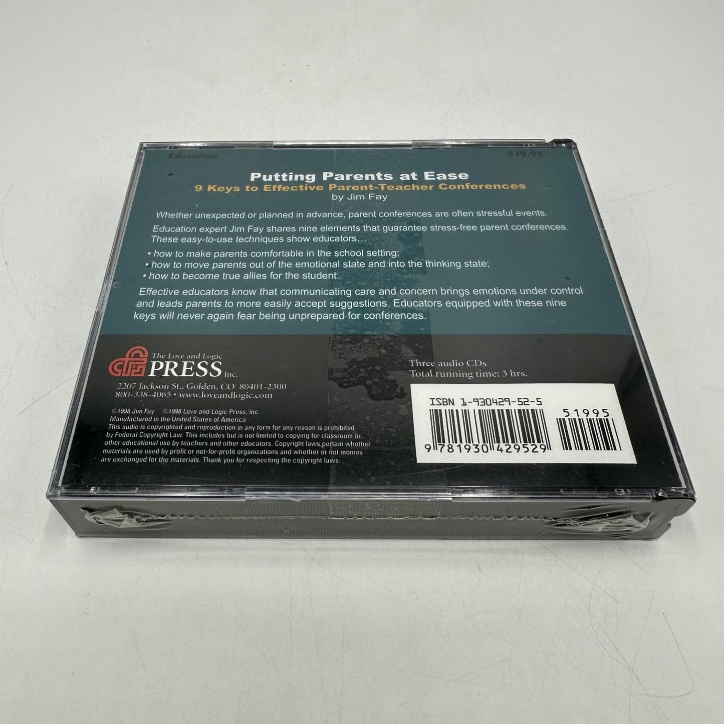 Jim Fay – Putting Parents at Ease CD 1998 3-Disc Set Education Parenting Love