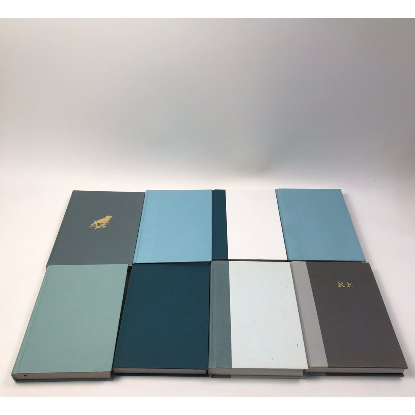 Blue Green Gray Book Stack Set of 8 Decorative Bookshelf Display Interior Design