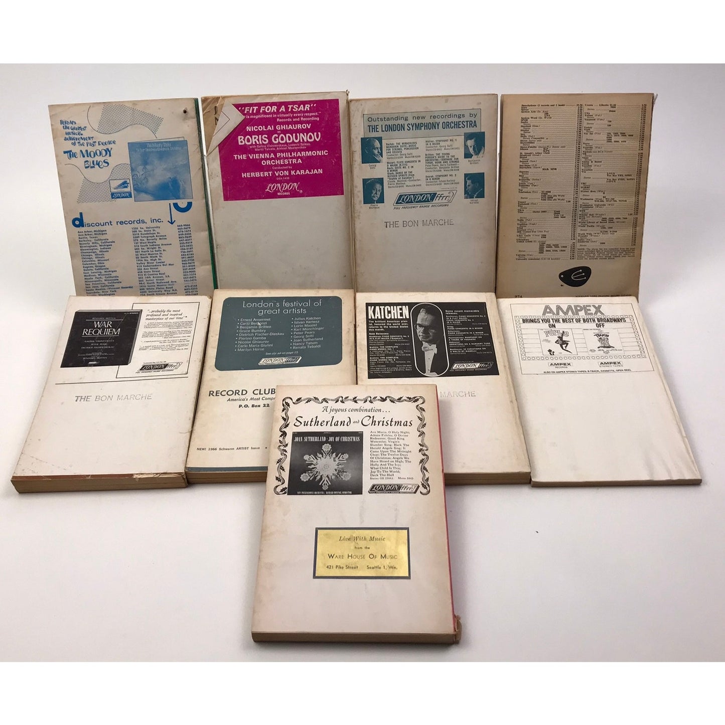 Lot of 9 Schwann Long Playing Record Catalogs & Tape Guide Paperback Illustrated