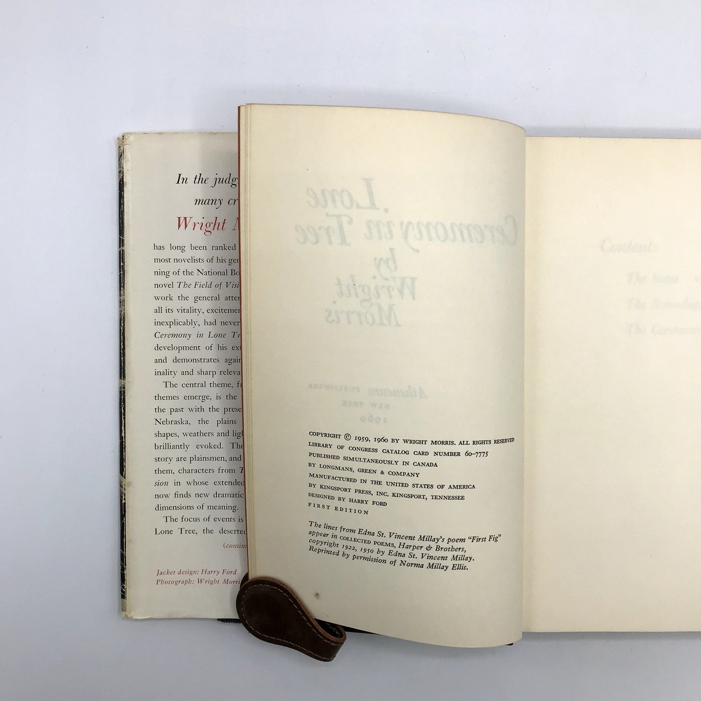 Ceremony In Lone Tree Hardcover Novel by Wright Morris First Edition 1960