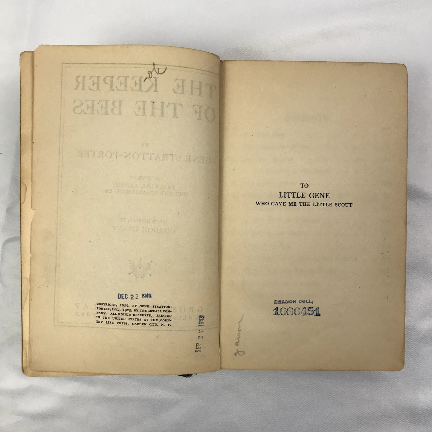 The Keeper of the Bees Illustrated Hardcover Book by Gene Stratton-Porter 1925