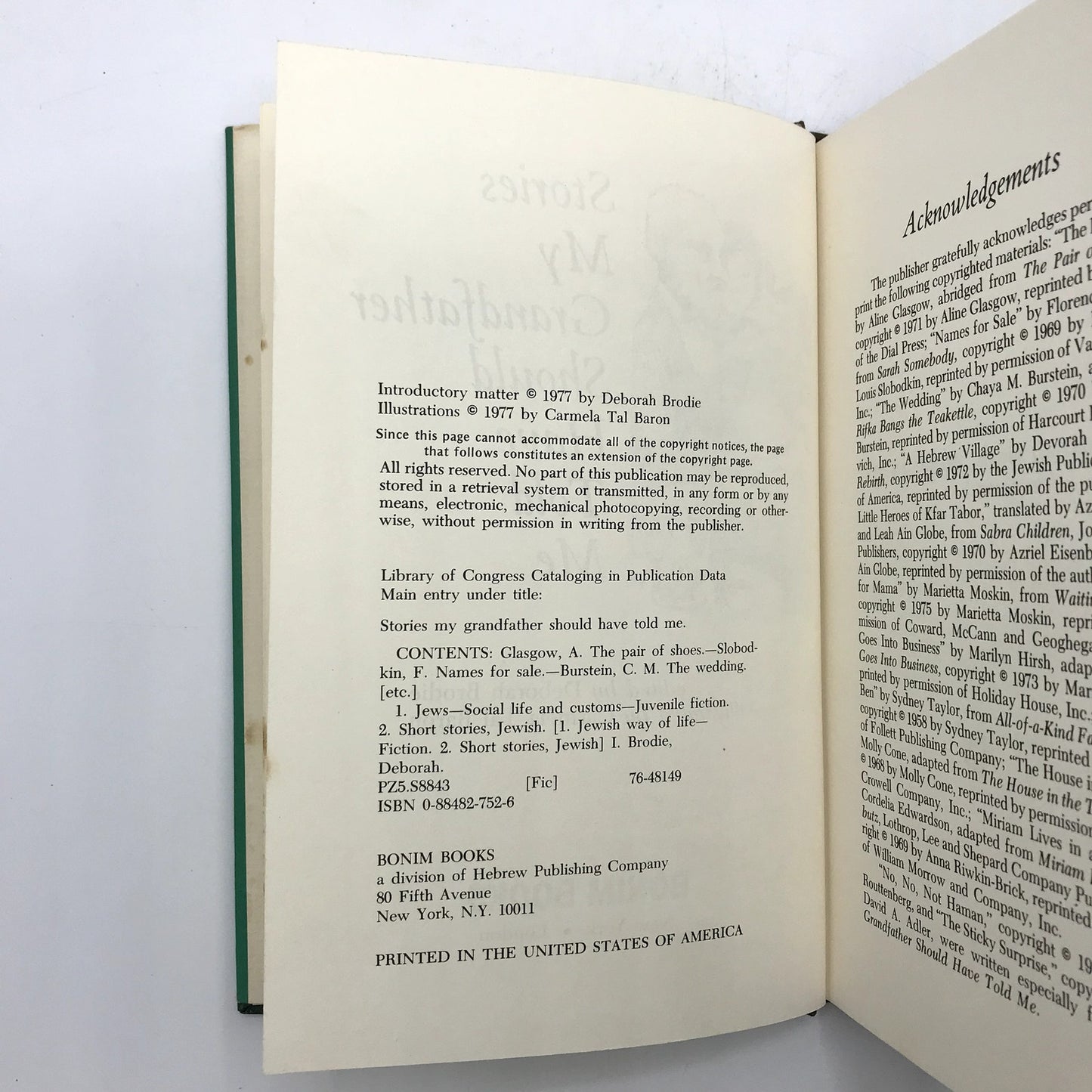 Stories My Grandfather Should Have Told Me Illustrated HC by Deborah Brodie 1977