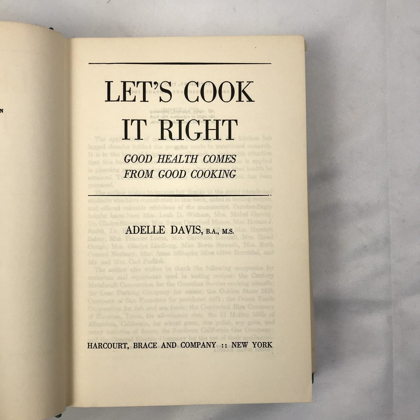 Let's Cook It Right Illustrated Hardcover English Cookbook by Adelle Davis 1947