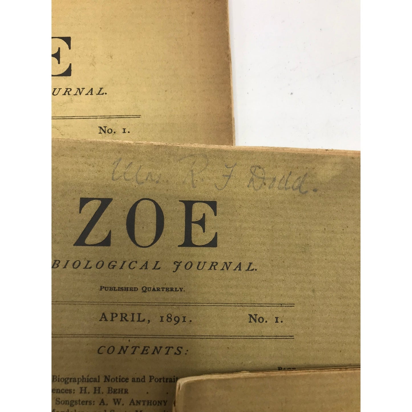 Zoe A Biological Journal Lot of 4 Natural History Periodicals Life Science Women