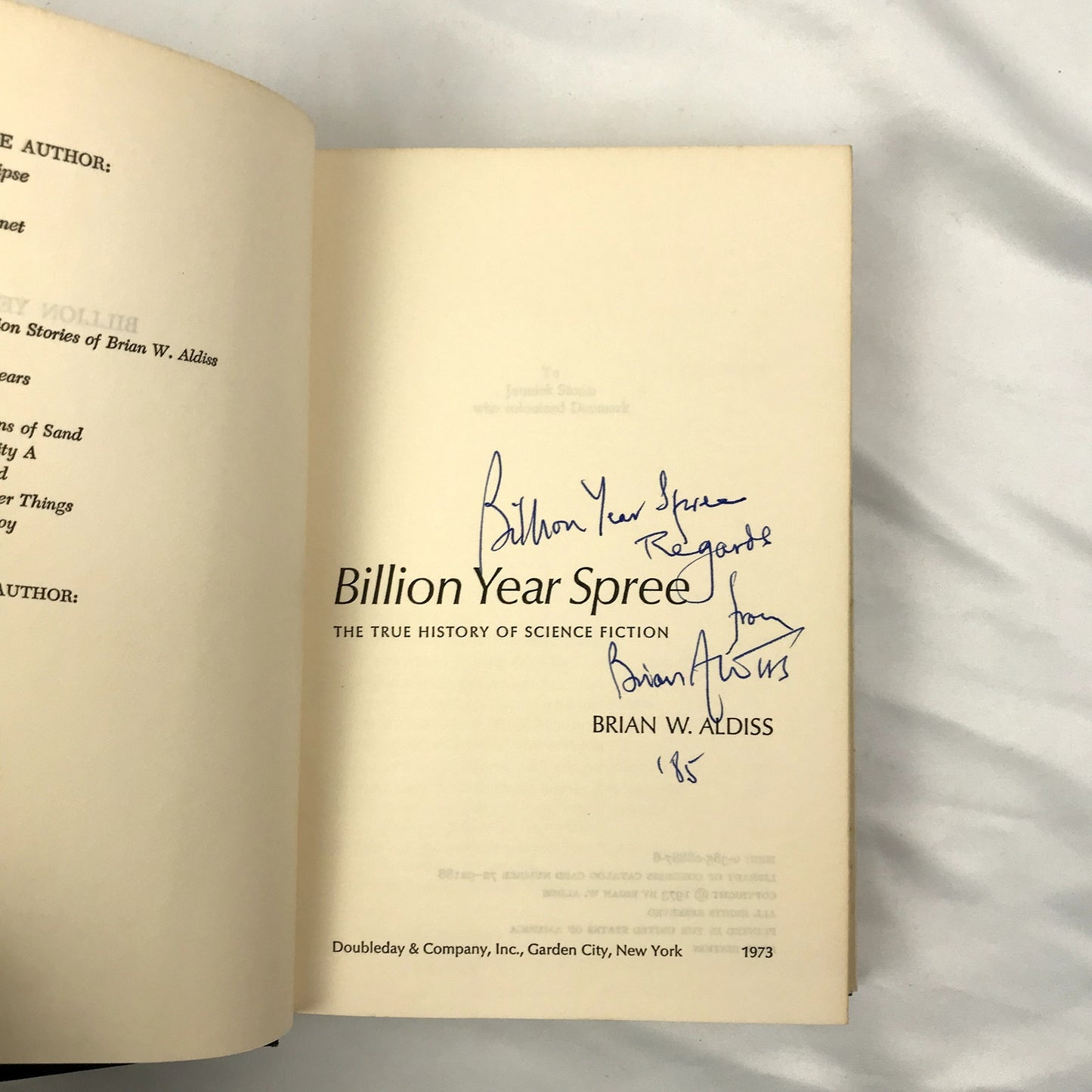 Billion Year Spree by Brian W. Aldiss Signed First Edition Hardcover Book 1973