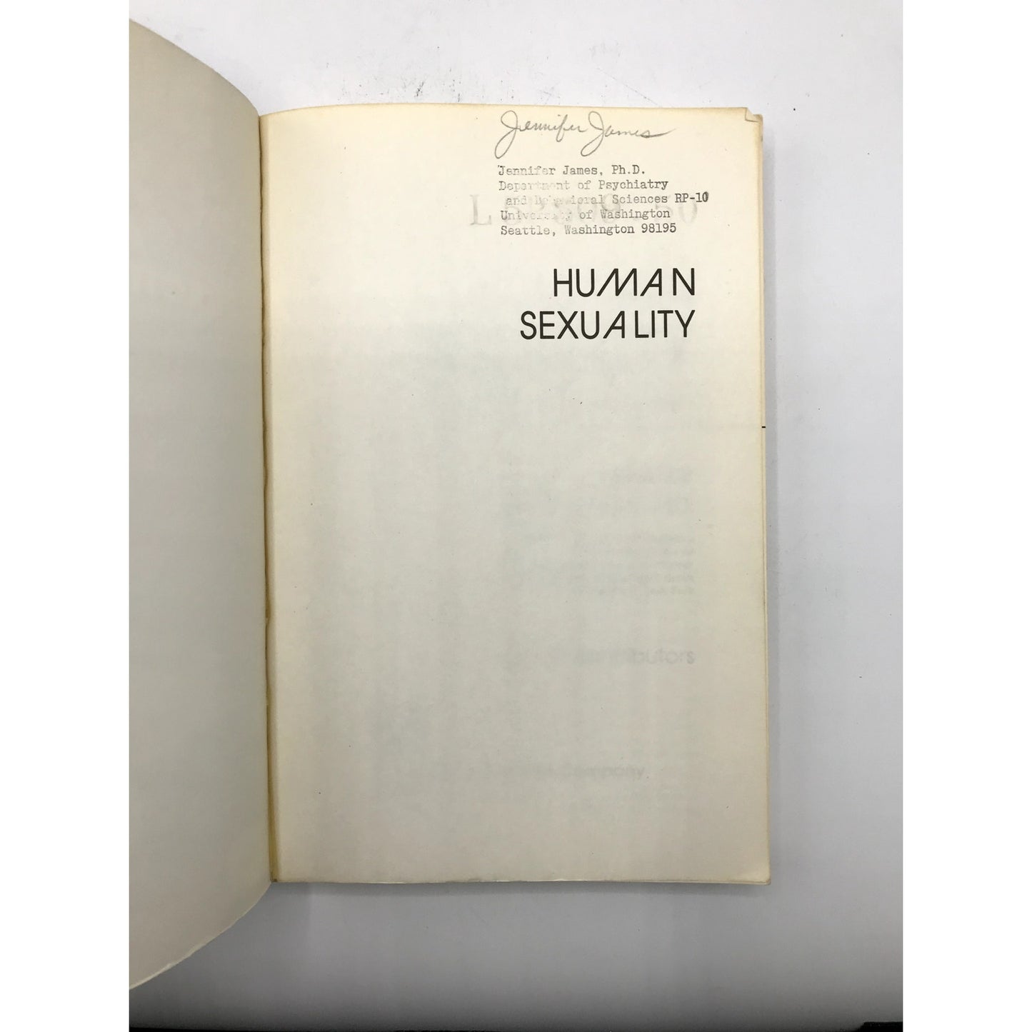 Human Sexuality: A Health Practitioner's Text Richard Green 1975 1st Edition PB