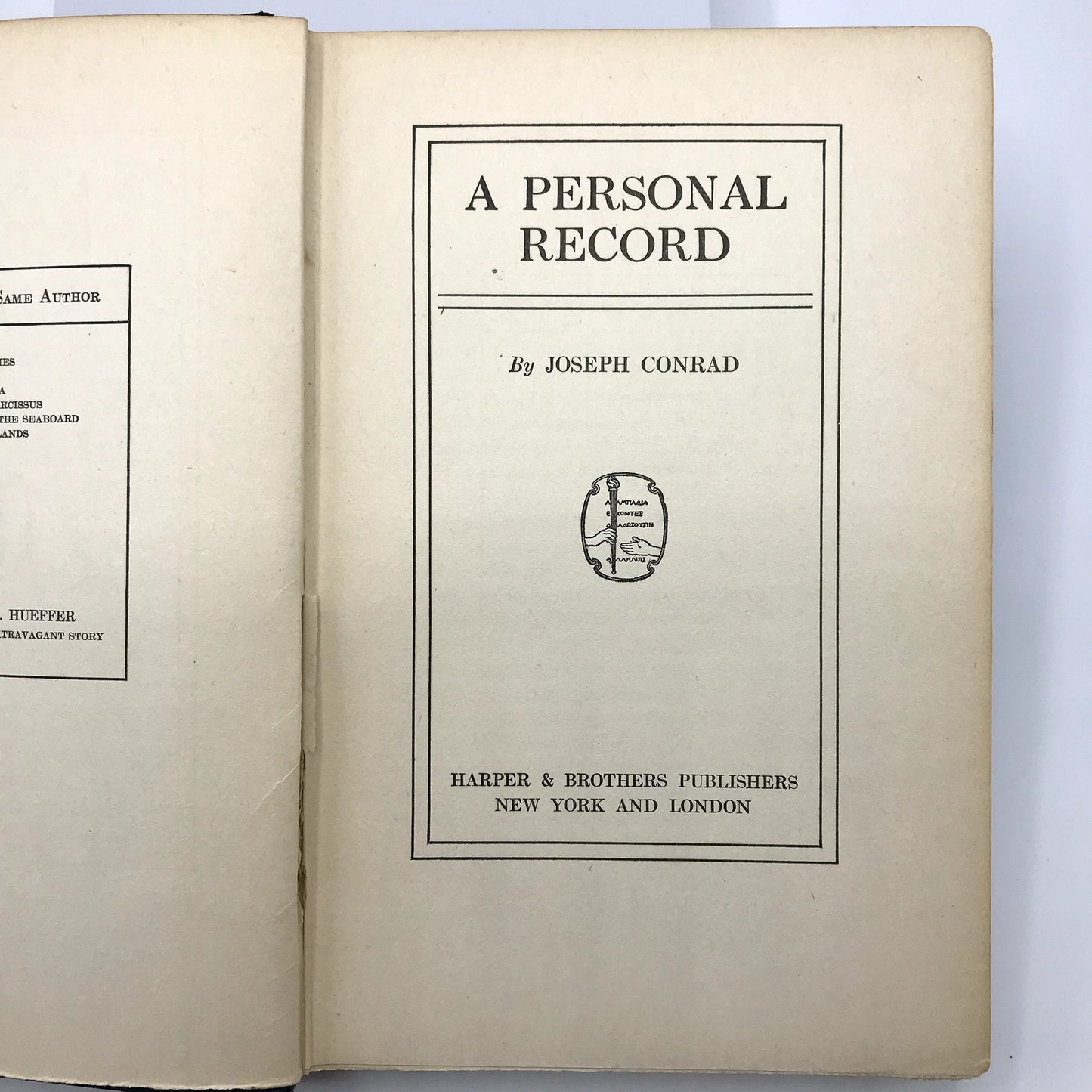 A Personal Record Antique Hardcover Book by Joseph Conrad 1st U.S. Edition 1912