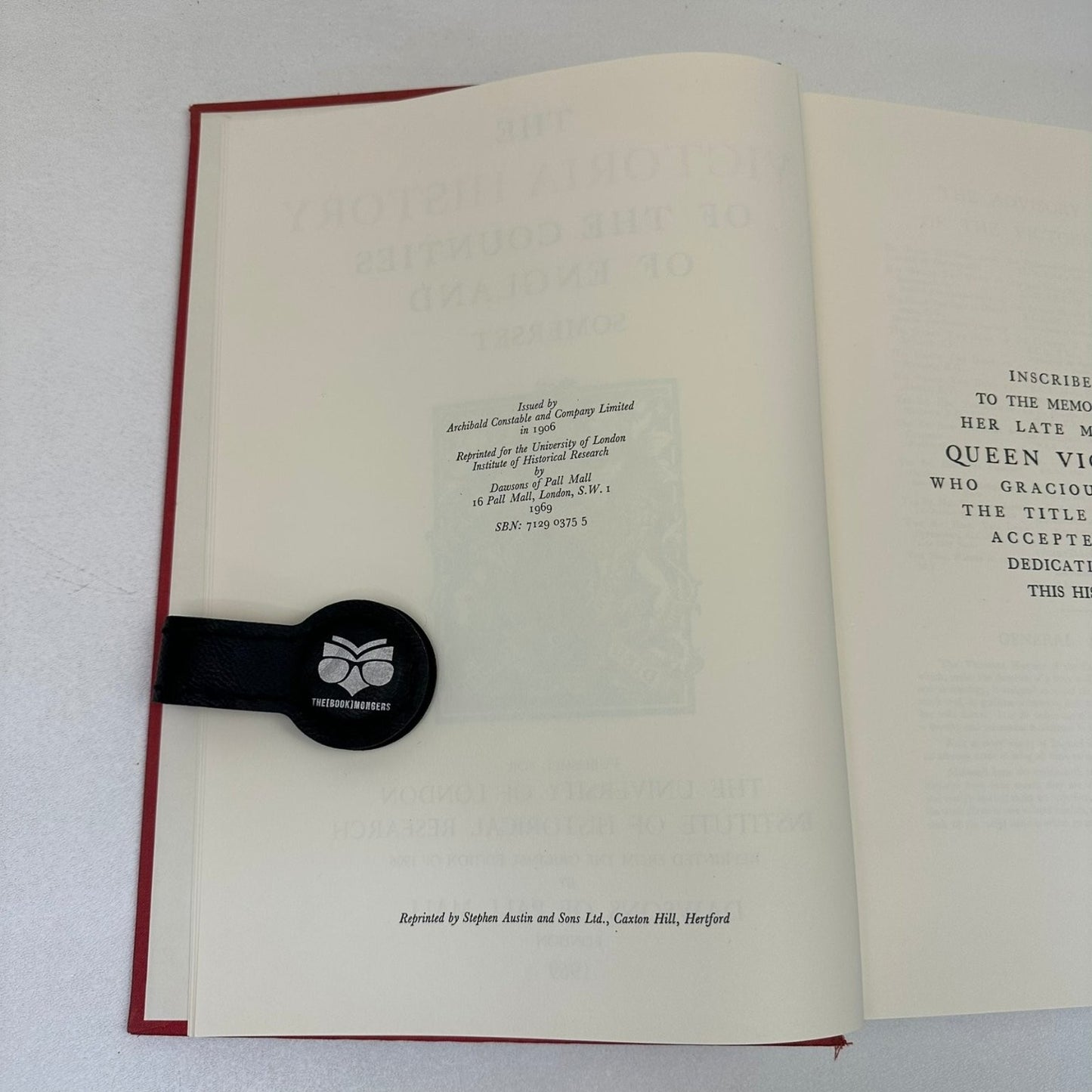 Victoria History of England Somerset Vol 1 1969 Hardcover Local History