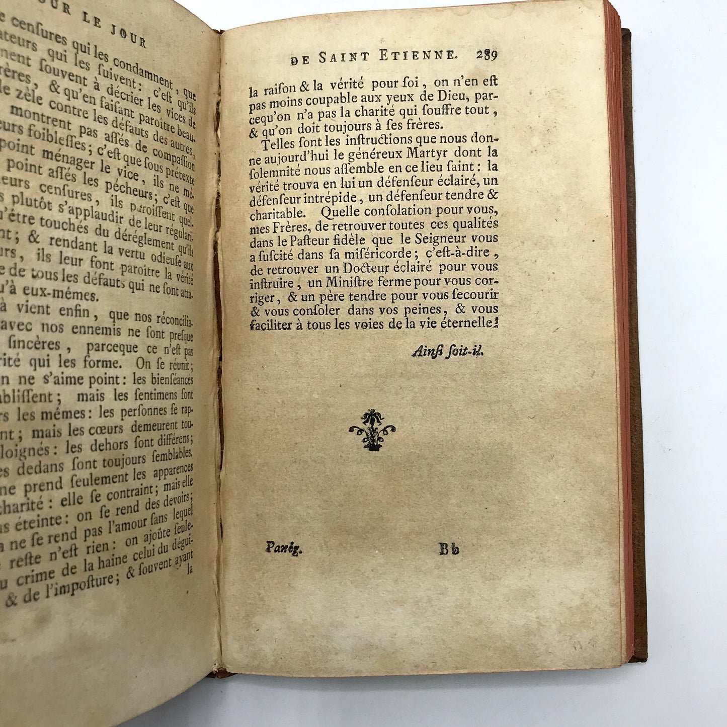 Sermons de Massillon Eveque de Clermont Panegyriques Leather Bound Book 1770
