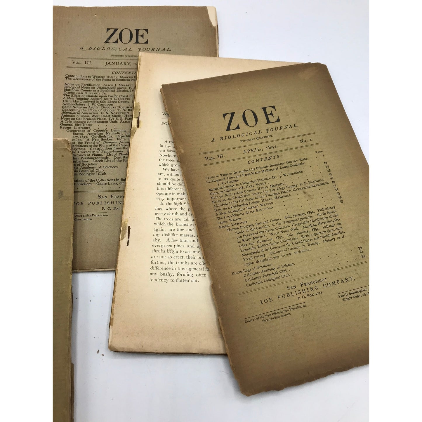 Zoe A Biological Journal Lot of 4 Natural History Periodicals Life Science Women