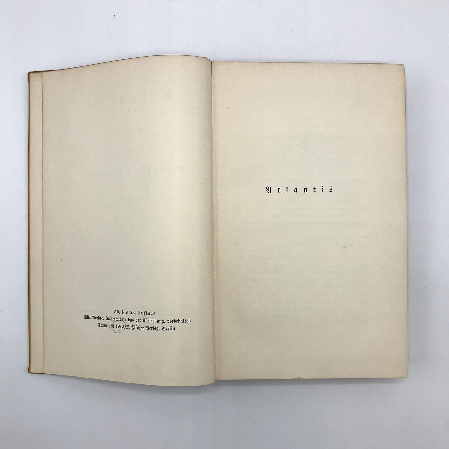 Atlantis Roman von Gerhat Hauptmann Hardcover S. Fischer Verlag Berlin 1925
