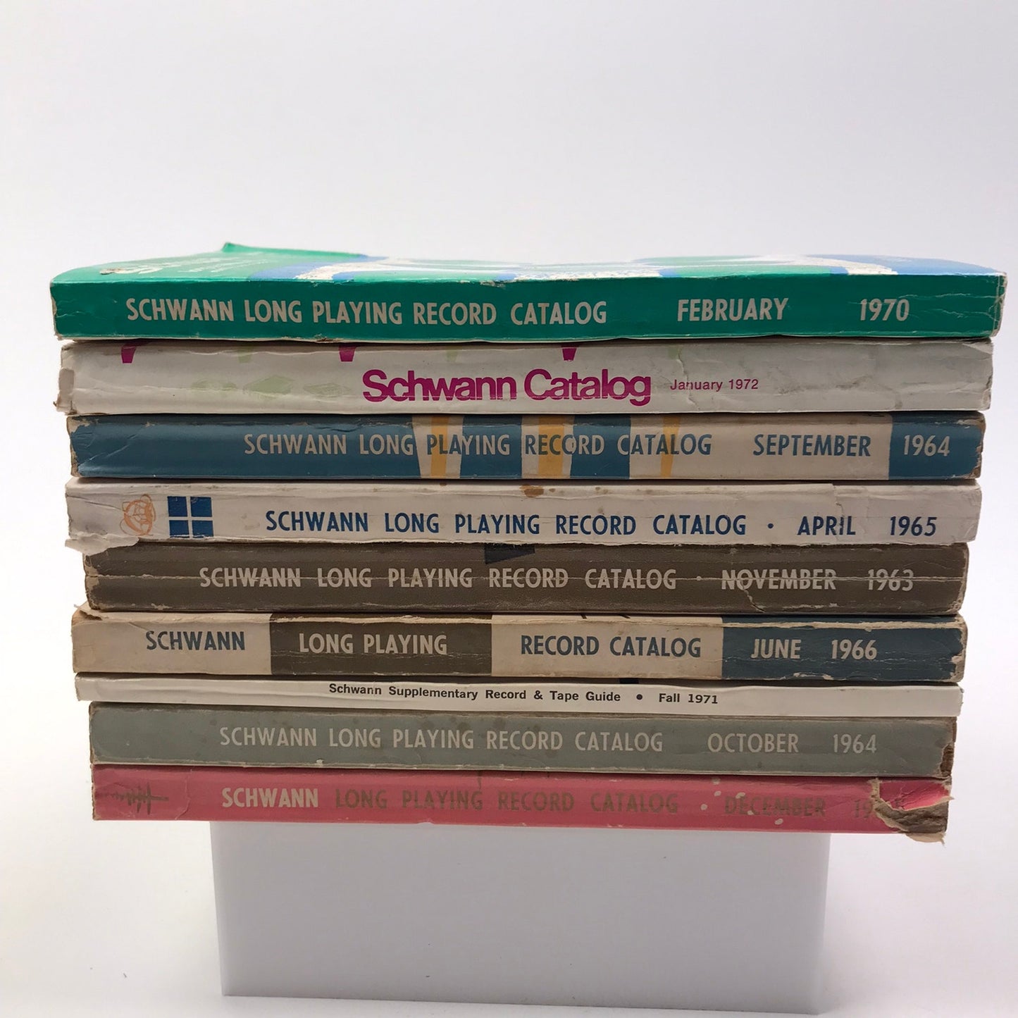 Lot of 9 Schwann Long Playing Record Catalogs & Tape Guide Paperback Illustrated