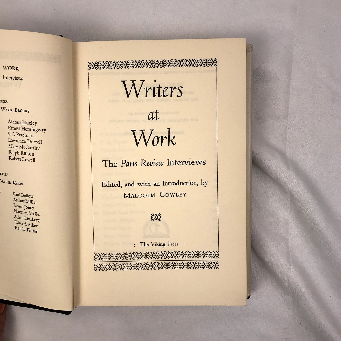 Writers At Work The Paris Review Interviews Rare 1st Edition Hardcover Book 1958