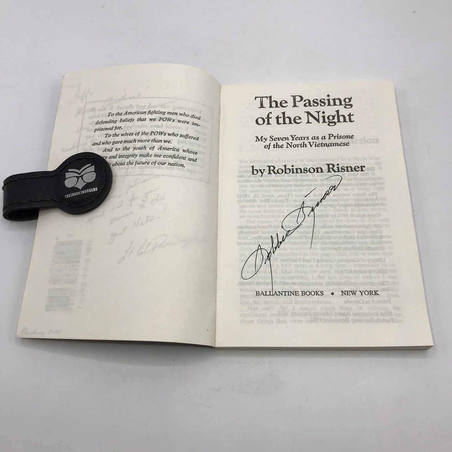 The Passing of the Night by Robinson Risner Signed PB 1975 American Officer