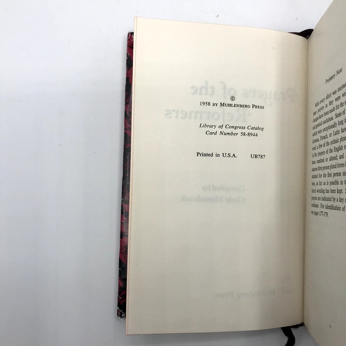 Prayers of the Reformers Clyde Manschreck First Edition Hardcover Book 1958