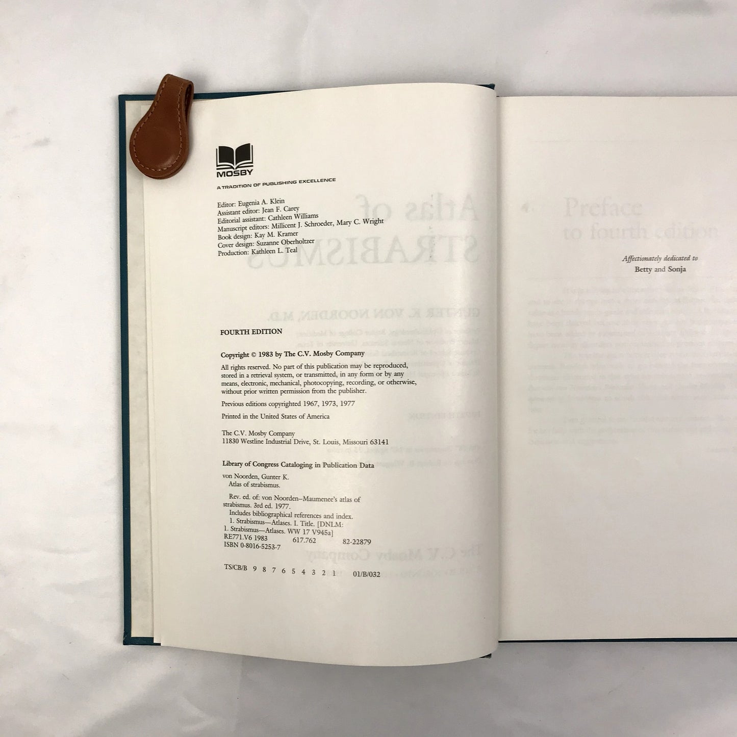 Atlas of Strabismus Fourth Edition Hardcover Book by Gunter K. Von Noorden 1983