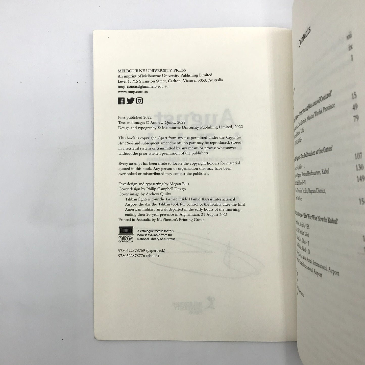 August In Kabul: America's Last Days In Afghanistan Book by Andrew Quilty Signed