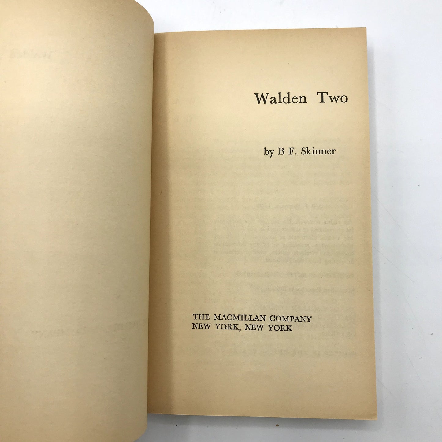 Walden Two: A Controversial Novel of Morality & Immorality by B.F. Skinner 1962