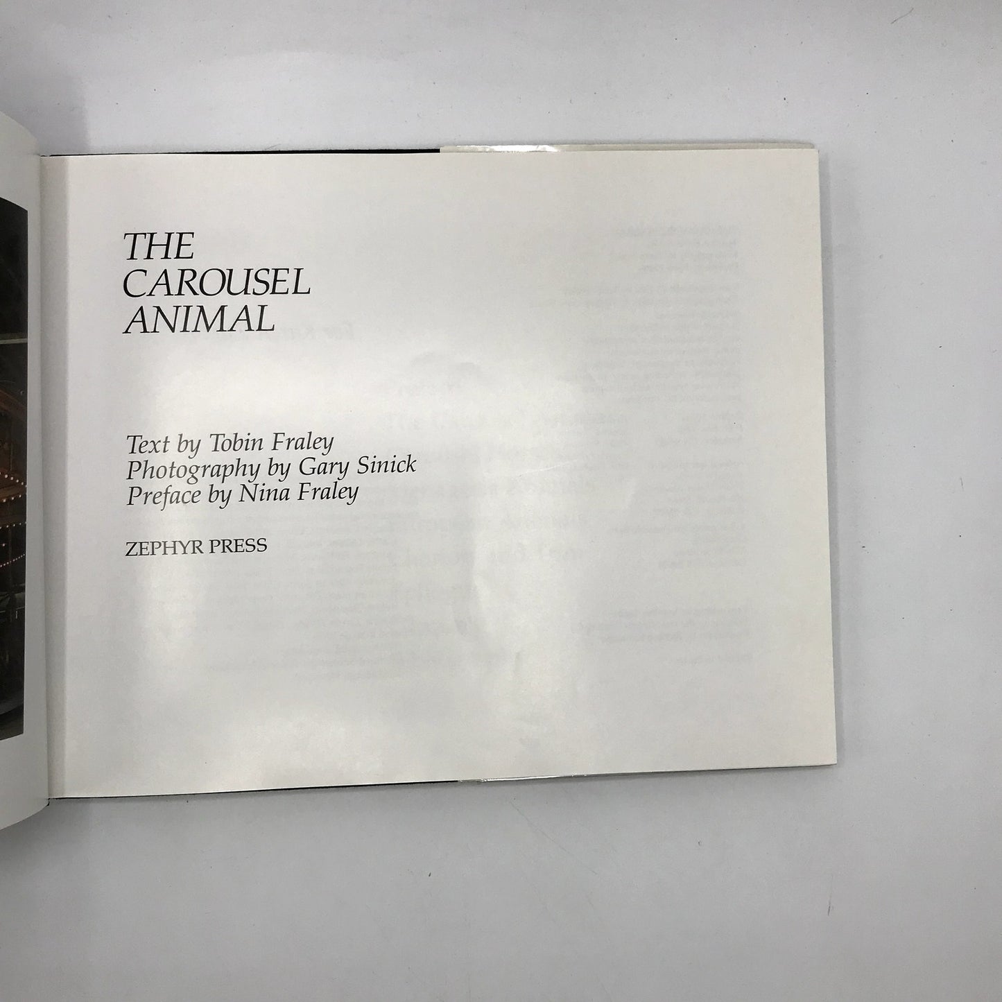 The Carousel Animal Signed Book by Tobin Fraley 1st Edition 5th Printing 1986