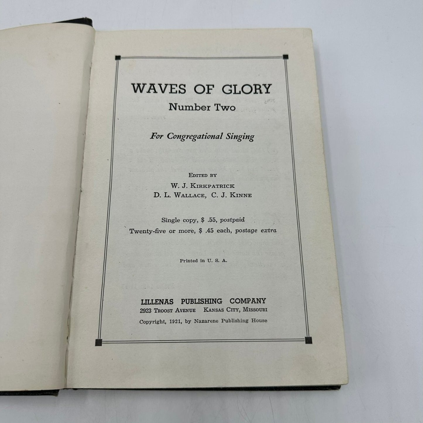 Waves of Glory Number Two Kirkpatrick Wallace Kinne 1921 Hymnal Songbook