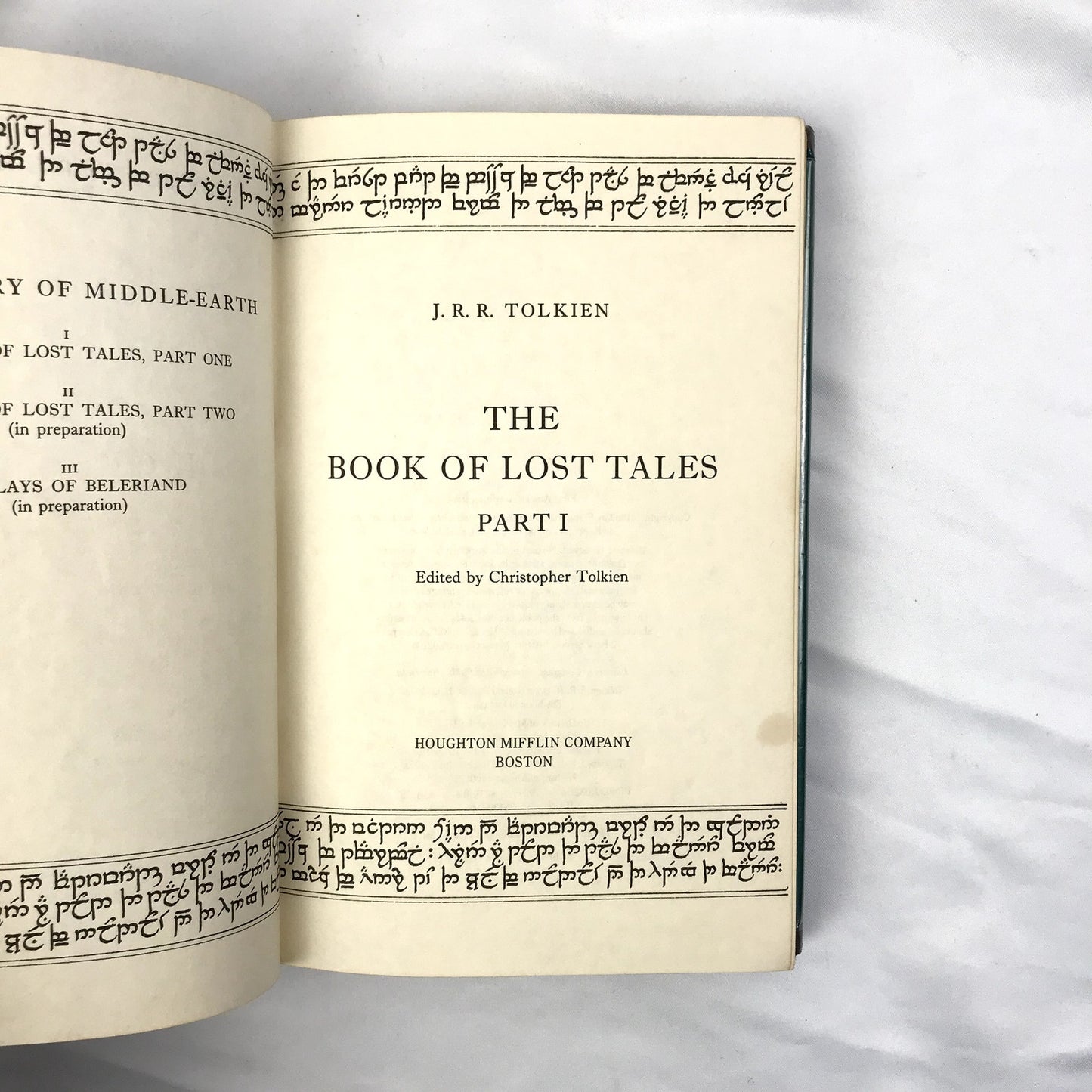 The Book of Lost Tales Part One Hardcover J.R.R. Tolkien First U.S. Edition 1984