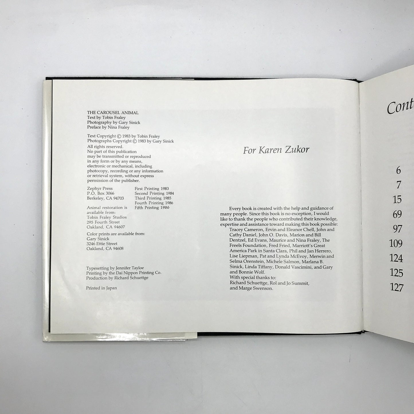 The Carousel Animal Signed Book by Tobin Fraley 1st Edition 5th Printing 1986