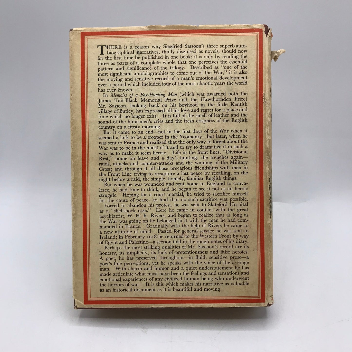 The Memoirs of George Sherston Siegfried Sassoon Autobiographical Novel 1937