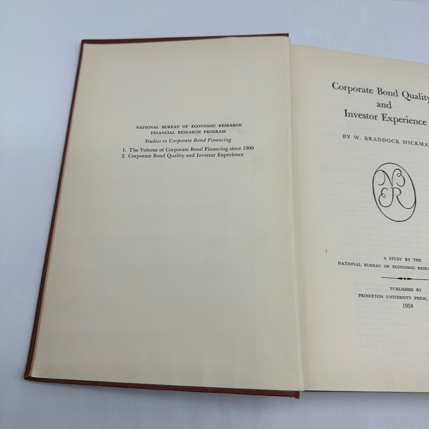 Corporate Bond Quality Investor Experience Hickman 1958 First Edition Princeton
