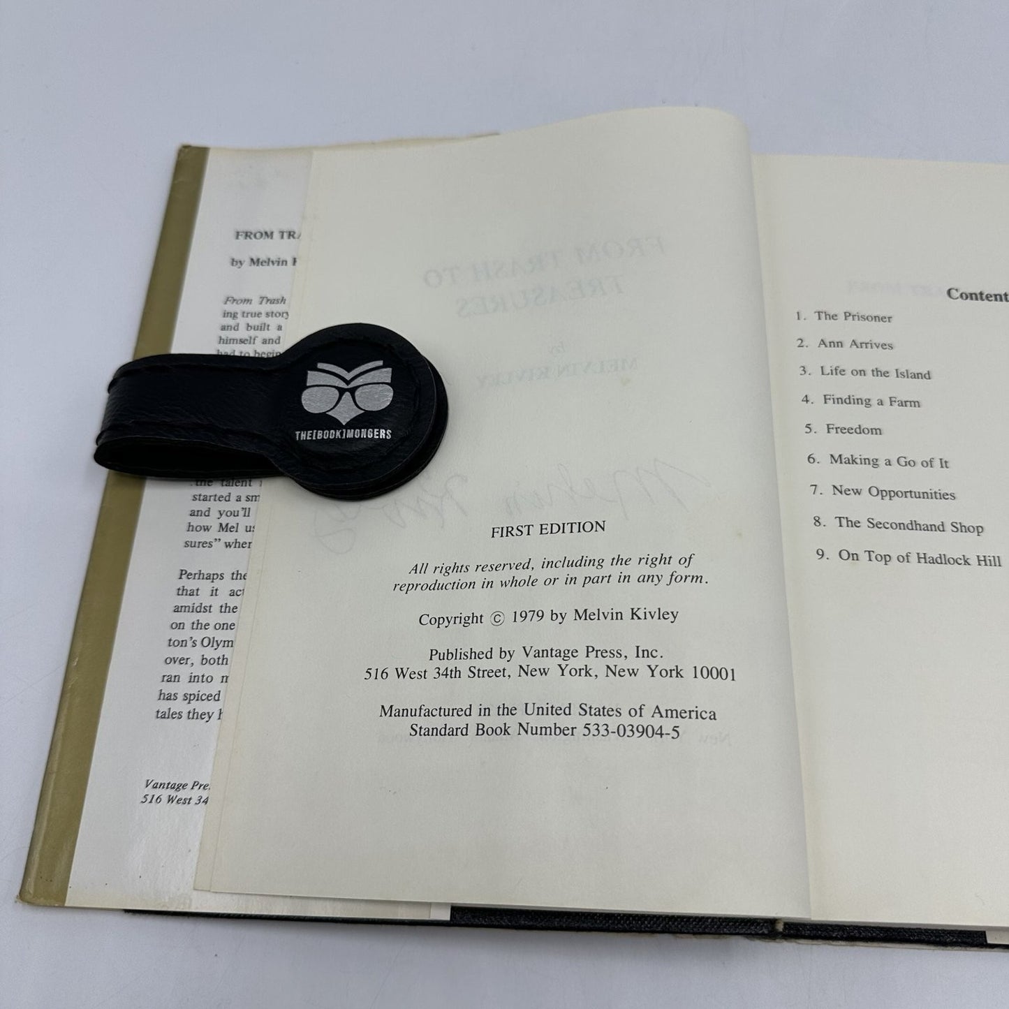 From Trash to Treasures Melvin Kivley 1979 First Edition Signed Memoir Vantage