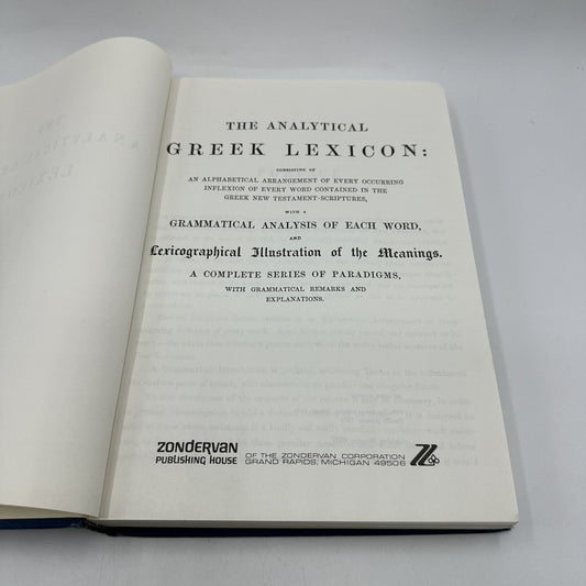 Analytical Greek Lexicon 1975 Zondervan Greek New Testament Study Bible
