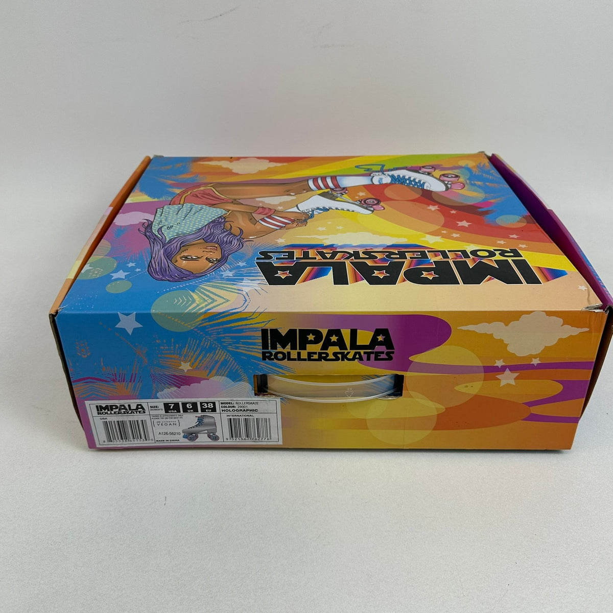 Impala Quad Roller Skates Womens US 7 Silver Holographic Retro Vegan Friendly