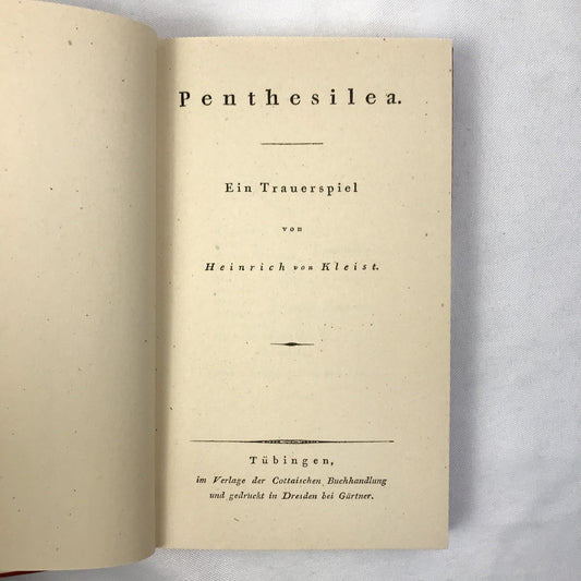 Penthesilea: Ein Trauerspiel German Play Leather Book by Heinrich Von Kleist