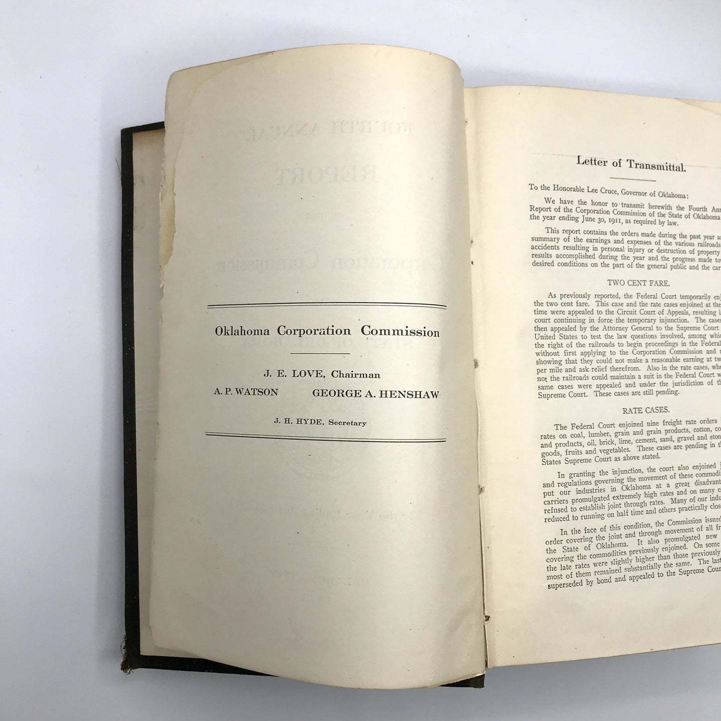 Oklahoma Corporation Commission Reports 1909-11 Lot of 2 Rare Hardcover Books