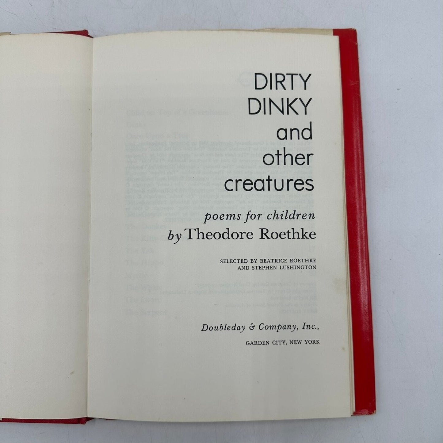 Dirty Dinky & Other Creatures Roethke 1973 1st Ed Illustrated Children's Poetry