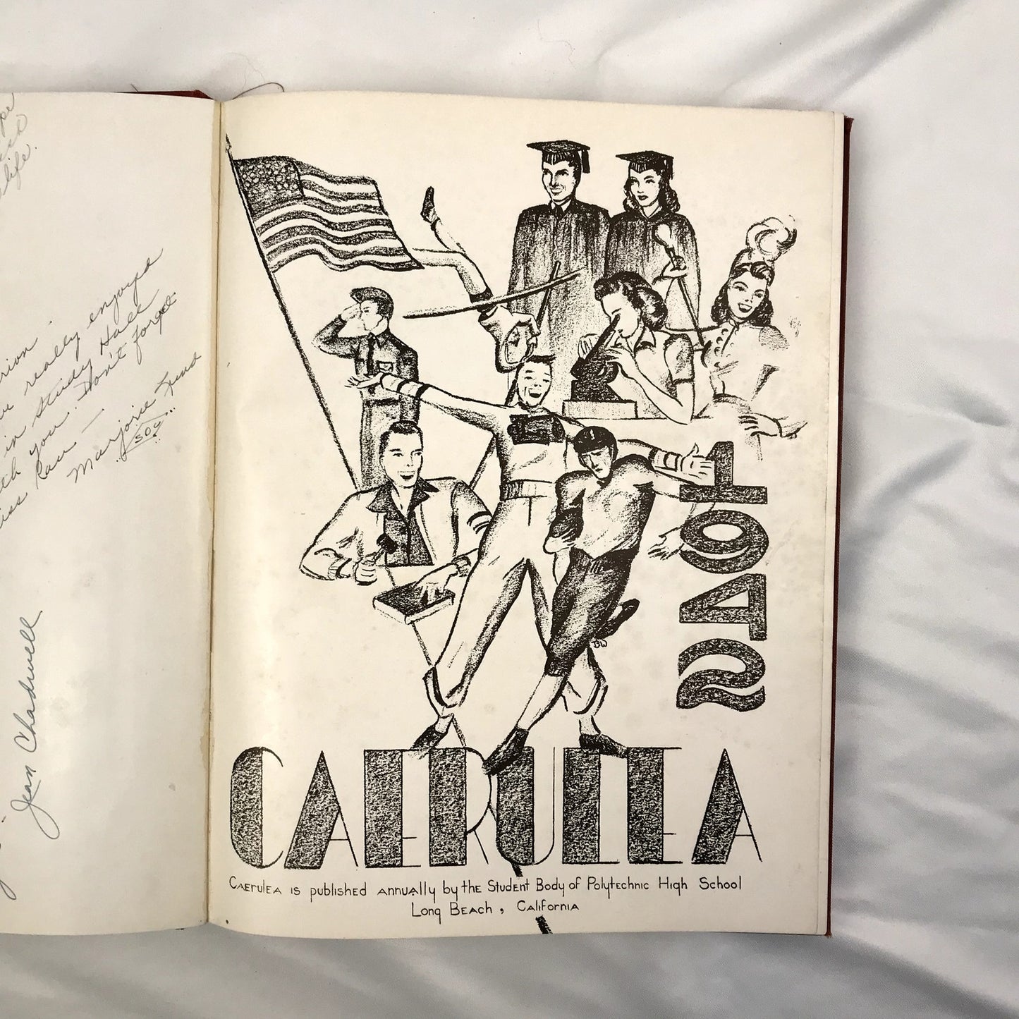 Long Beach Polytechnic High School Caerulea 1942 Yearbook Hardcover Illustrated