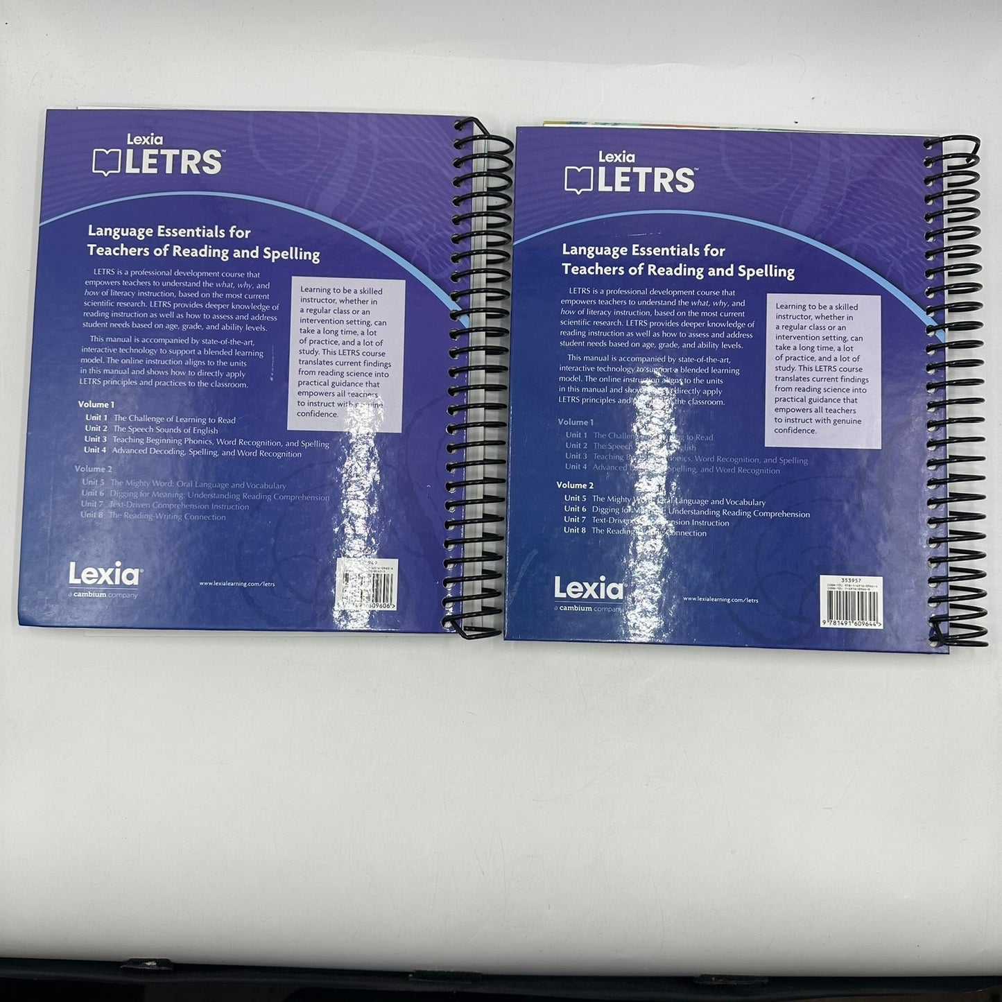 Lexia Letrs Louisa C. Moats and Carol A Tolman Volume 1 and 2 Unit 1-4 and 5-8