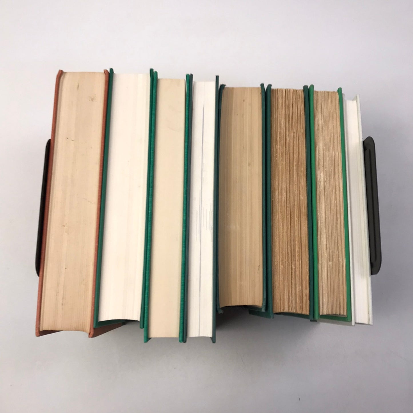 Green Book Stack Set of 8 Decorative Bookshelf Display Interior Design Staging