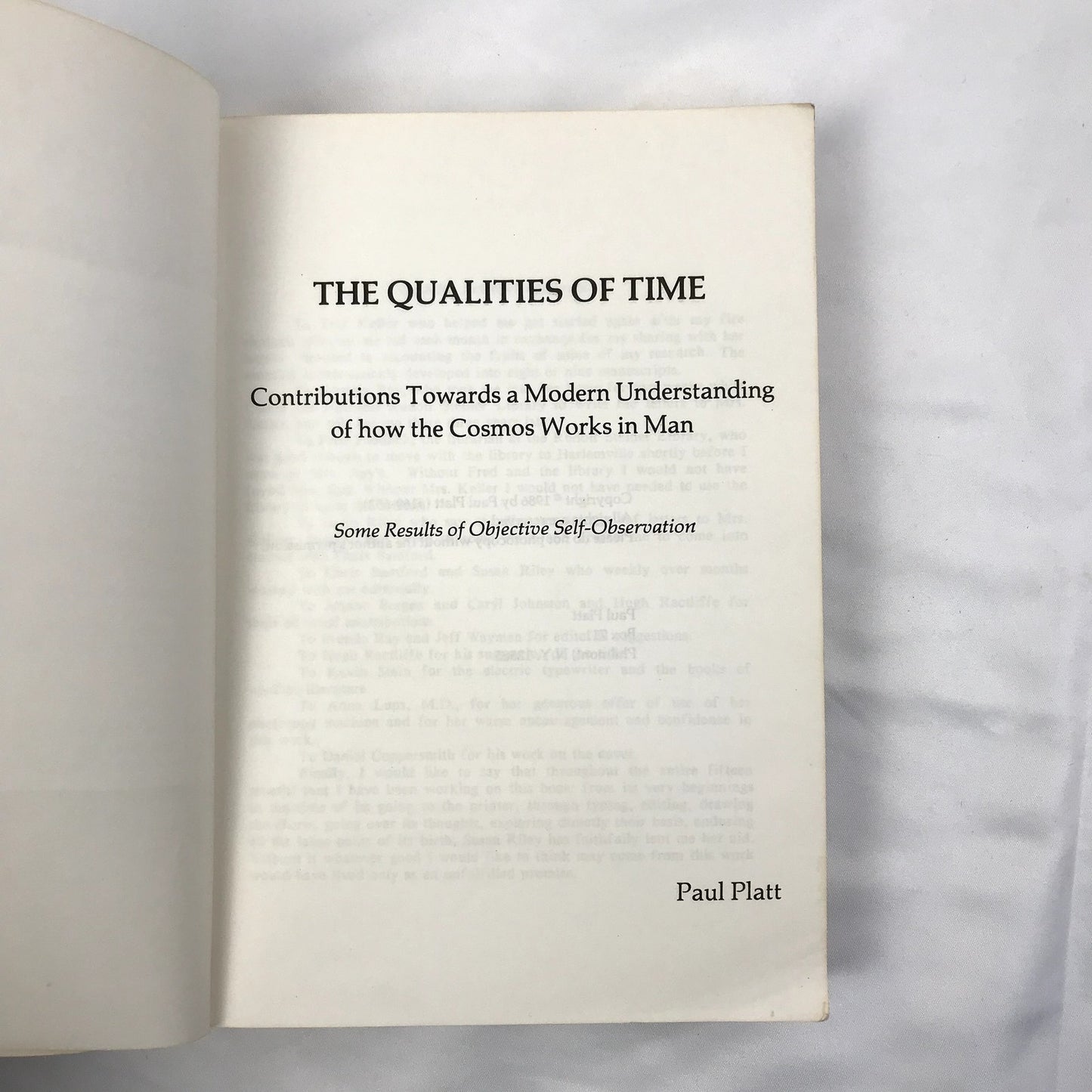 The Qualities of Time Paperback Nonfiction Reference Book by Paul Platt 1986