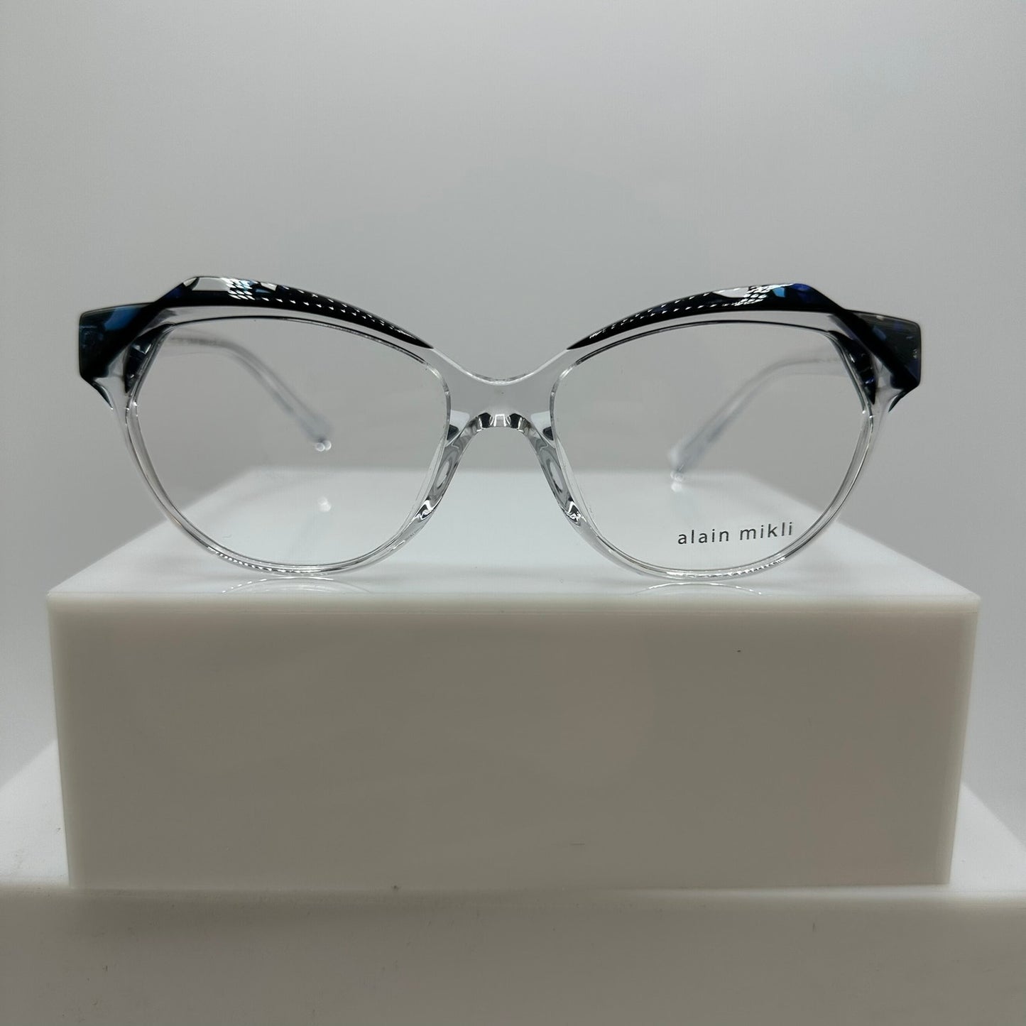 Alain Mikli A03153 003 Crystal Black Mosaic Blue Womens Cat Eye Frames 53-16-140