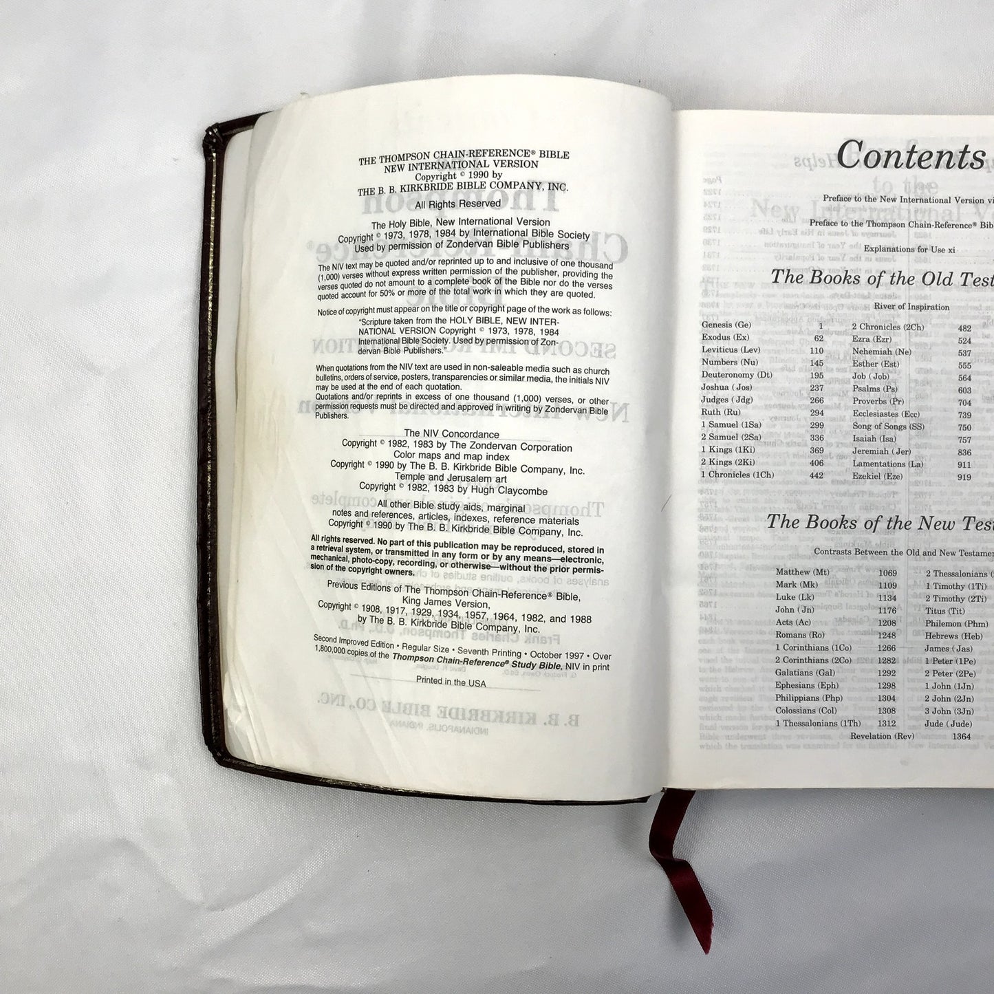Thompson Chain-Reference Bible B. B. Kirkbride Leather Christian Study Book 1990