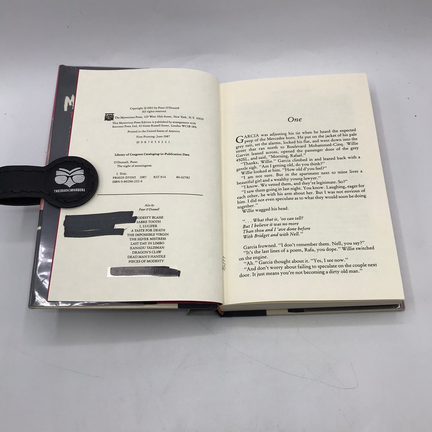 The Night of Morningstar Modesty Blaise Novel by Peter O'Donnell 1987 Hardcover